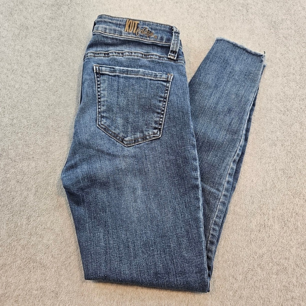 KUT FROM THE KLOTH Carlo Ankle Skinny Jeans Women 6 Blue Raw Hem Denim Casual